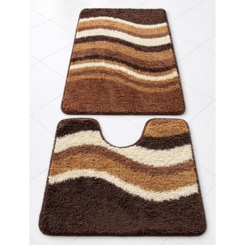    Fürdőszoba szőnyeg Extra Nagy  Barna krém hullámos  2 részes 60x100cm
