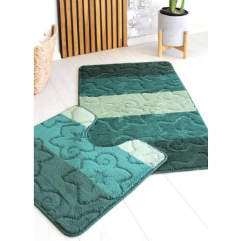    Fürdőszoba szőnyeg Extra Nagy türkiz zöld kagylós 2 részes 60x100cm