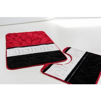   Fürdőszoba szőnyeg 2 részes Greek beam fekete piros 50x80cm