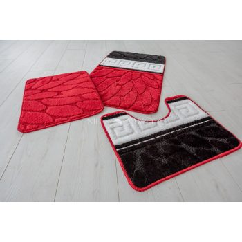   Fürdőszoba szőnyeg 3 részes Greek beam fekete piros 50x80cm