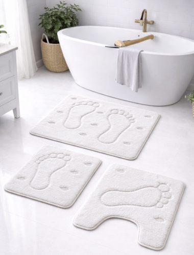 Fürdőszoba szőnyeg 3 részes Hil fehér talpas 50x80cm