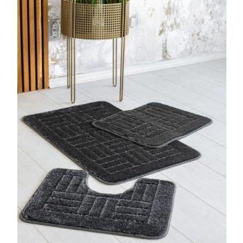 Fürdőszoba szőnyeg 3 részes Lines szürke 50x80cm