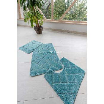 Fürdőszoba szőnyeg 3 részes Lotus türkiz zöld 50x80cm