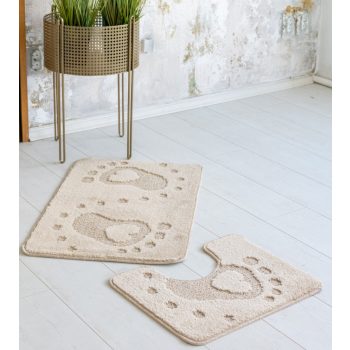 Fürdőszoba szőnyeg 2 rész Zola talpas bézs 50x80cm