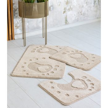 Fürdőszoba szőnyeg 3 részes Zola talpas bézs 50x80cm