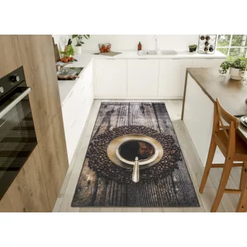 Konyhai szőnyeg Gordon 80x150cm Barna kávés szemcsés