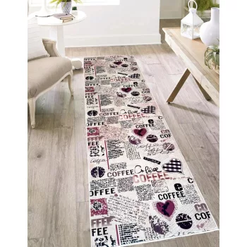 Konyhai szőnyeg Gordon 60x180cm Szív Kávés Burgundy 