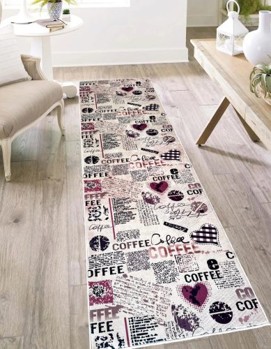 Konyhai szőnyeg Gordon 60x180cm Szív Kávés Burgundy 