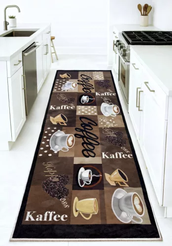 Konyhai szőnyeg Gusto 60x180cm Barna csészés kávés