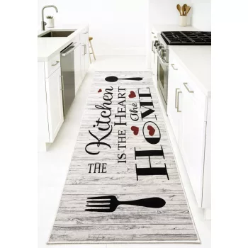 Konyhai szőnyeg Gusto 80x200cm Fehér-Fekete Szíves