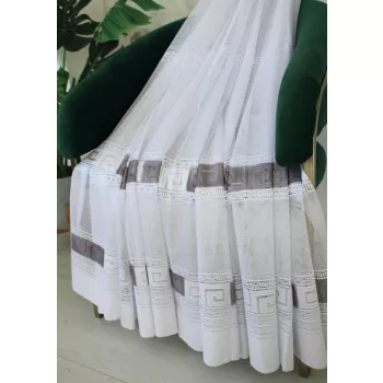 Kész függöny Hermes fehér Szürke görög minta 