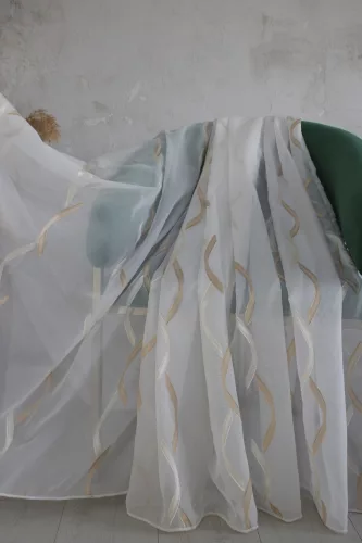 Kész függöny IMPERIAL Lux Krém Arany 3d hullámos 400x260cm