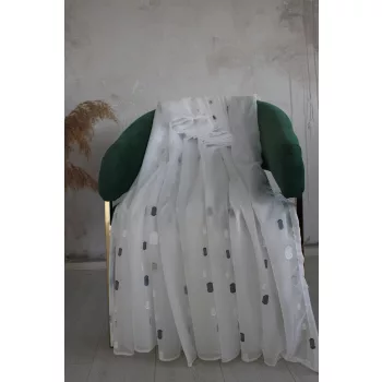   Kész függöny IMPERIAL Lux Törtfehér Szürke 3d karikás 400x180cm