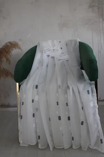 Kész függöny IMPERIAL Lux Törtfehér Szürke 3d karikás 300x180cm