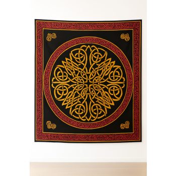 Indiai Ágytakaró Zen 3om pamut Fekete-Sarga 205x230cm