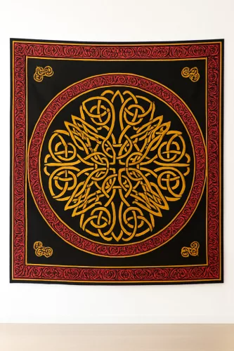 Indiai Ágytakaró Zen 3om pamut Fekete-Sarga 205x230cm