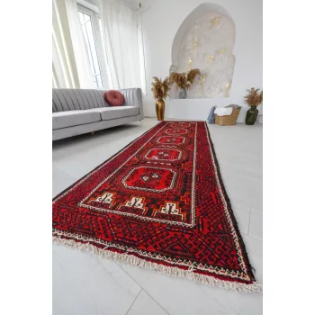 Kézi csomózású perzsa szőnyeg Hamadan 304x105cm