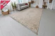 Kézi csomózású perzsa EXKLUZÍV selyem kontural Tebriz krémes puder szőnyeg 300x200cm