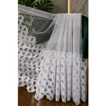 Fehér jacquard voile kész függöny  hullámos mintával - Függöny Outlet Szőnyegház