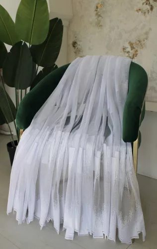 Kész függöny Jacquard fehér Parketta