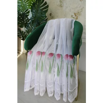 Kész függöny Jacquard Púder Tulipán