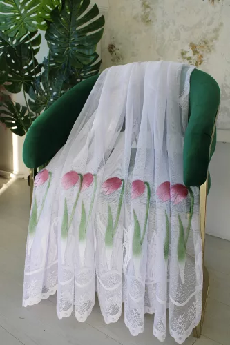 Kész függöny Jacquard Púder Tulipán