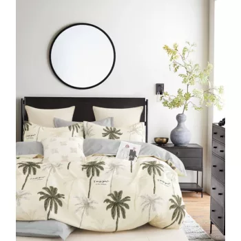 Agyneműhuzat Jakarta Krém zöld Pálmafa 