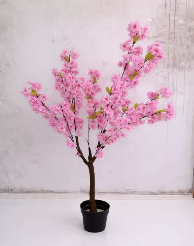 Műnövény  Japán Cseresznyefa 3 àgas Pink Rózsaszín 140cm magas  Fekete Kaspóval