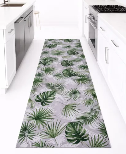 Konyhai szőnyeg Mat 65x200cm Pálmás  Zöld Szürke