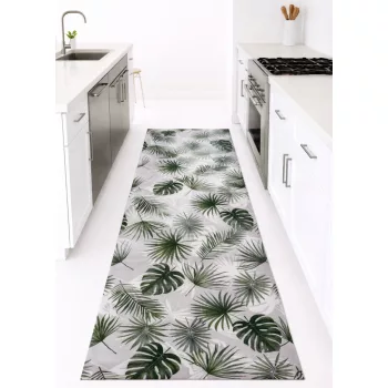 Konyhai szőnyeg Lux Mat 65x200cm Zöld Pálmás 