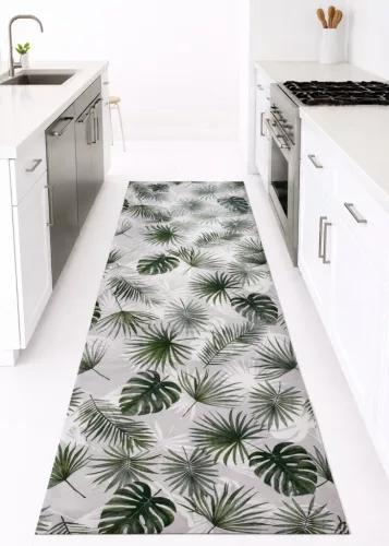 Konyhai szőnyeg Lux Mat 65x200cm Zöld Pálmás 