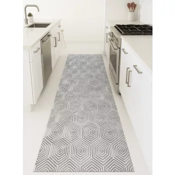   Konyhai szőnyeg Lux Mat 65x200cm Rombusz mintás Szürke-Fehér