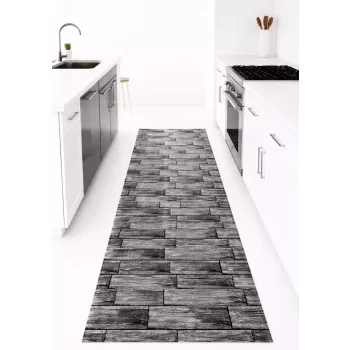 Konyhai szőnyeg Lux Mat 65x200cm Tégla mintás Szürke