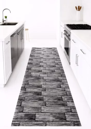 Konyhai szőnyeg Lux Mat 65x200cm Tégla mintás Szürke