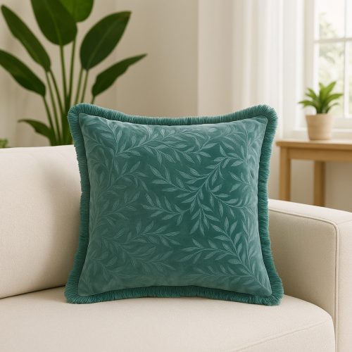 Velvet Leaf Green  párnahuzat 45x45cm