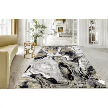 Modern szőnyeg Marble 258 (Black) 120x170cm Fekete-Arany