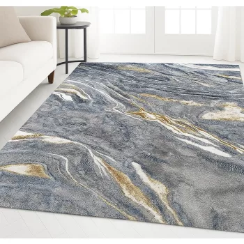 Modern szőnyeg Marble 351 (Blue-Gold) 160x220cm Kék-Arany