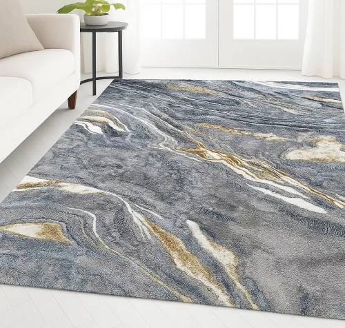 Modern szőnyeg Marble 351 (Blue-Gold) 160x220cm Kék-Arany