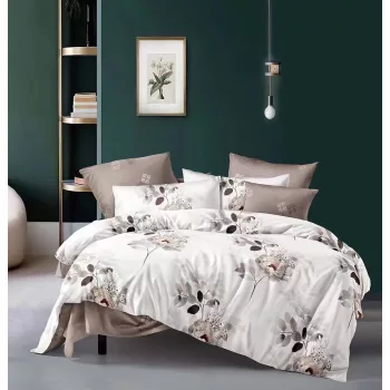   Ágyneműhuzat PUHA Mikro Plüss  fehér nagy virágos 7 részes