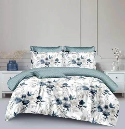 Ágyneműhuzat PUHA Mikro Plüss  zöldes kék virágos 7 részes