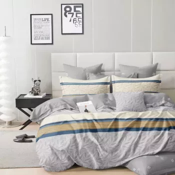 Ágyneműhuzat Milton szürke kék csíkos 