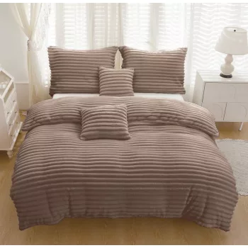 Ágyneműhuzat Mikro Plüss Barna csíkos