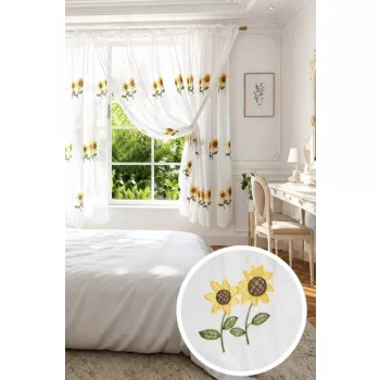   Kész függöny voile Napraforgó sárga fényáteresztő 400x150cm