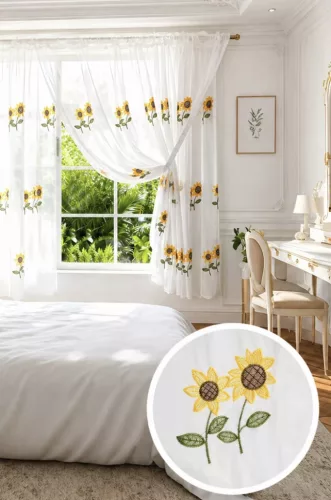 Kész függöny voile Napraforgó sárga fényáteresztő 400x150cm