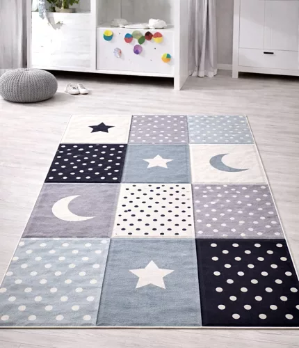 Gyerek szőnyeg Narnia Türkiz zöld szürke csillagos 120X180cm