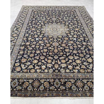 Kézi csomózású perzsa  Kashan Kékes szőnyeg 400x295cm