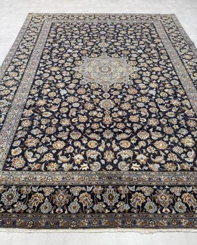 Kézi csomózású perzsa  Kashan Kékes szőnyeg 400x295cm