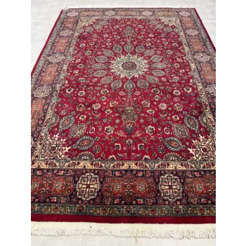   Kézi csomózású perzsa Tabriz  Bordós Narancs szőnyeg 354x245cm