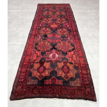   Kézi csomózású perzsa Ardebil Bordós  szőnyeg 396x140cm