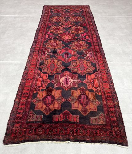 Kézi csomózású perzsa Ardebil Bordós  szőnyeg 396x140cm